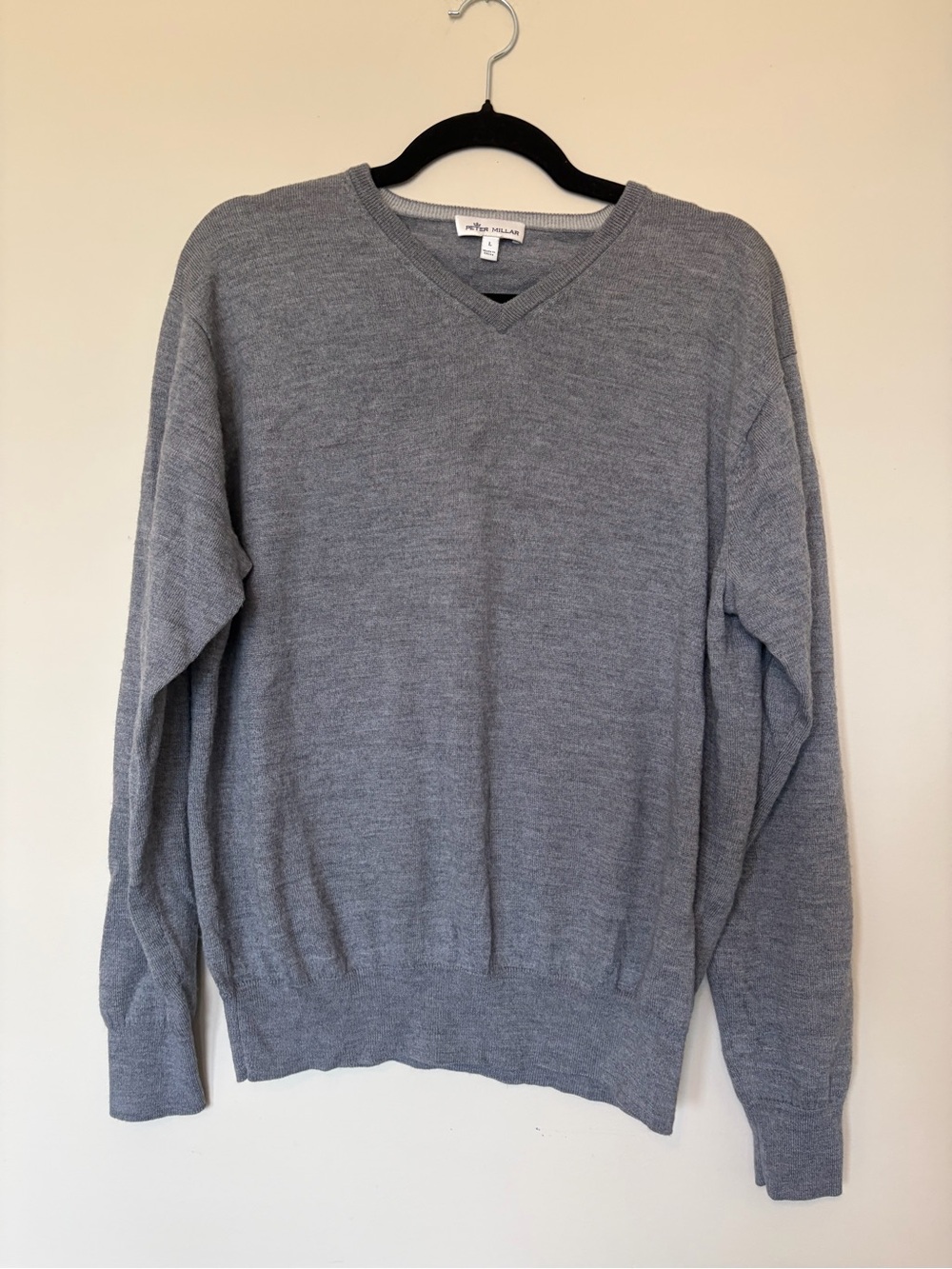 Peter Millar wool  silk blend Heather Grey V-Neck Sweater